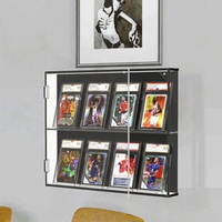 Étui de présentation de cartes de baseball en acrylique écologique moderne avec protection UV, porte magnétique, vue dégagée, 2 étagères, boîte de rangement pour cartes à collectionner