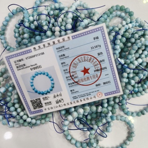 Bracciale all'ingrosso con perle di Larimar 3A in pietra naturale, accessorio gioiello con gemme, <span class=keywords><strong>bracciali</strong></span> con perle di cristallo per <span class=keywords><strong>uomo</strong></span> e donna - Product Image 6