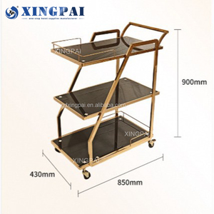 Xingpai Dubai Wholesale Markt Gouden <span class=keywords><strong>Trolley</strong></span> Luxe 3 Tier Hotels Catering Trolleys Commerciële Hotel <span class=keywords><strong>Trolley</strong></span> <span class=keywords><strong>Room</strong></span> Service Cart - Product Image 6