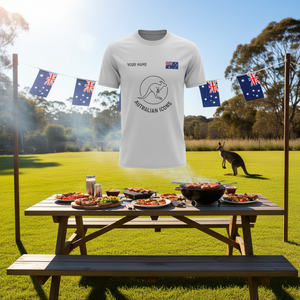 T-shirt personalizzata per il Giorno dell'Australia con icona canguro e barbecue, regalo per il 26 gennaio - Product Image 3