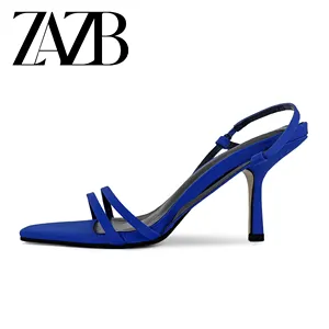 ZAZB Brand Custom Leather High Heels Shoes For Women Sandals Slim Sexy Wedding Bride Elegant Ladies And Chaussures Pour Femmes