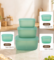 Conteneur alimentaire réutilisable en silicone, 200 ml, 300 ml, 600 ml, boîte de conservation transparente pour soupes et fruits, garde au frais