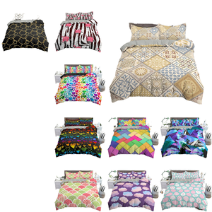 Nhà Sản Xuất Của Bán Buôn 3-Mảnh Hiện Đại Hình Học In Khách Sạn Bộ Đồ Giường Đặt 500TC Thân Thiện Với Môi Bền Chăn Bìa Gối Trường Hợp - Product Image 1