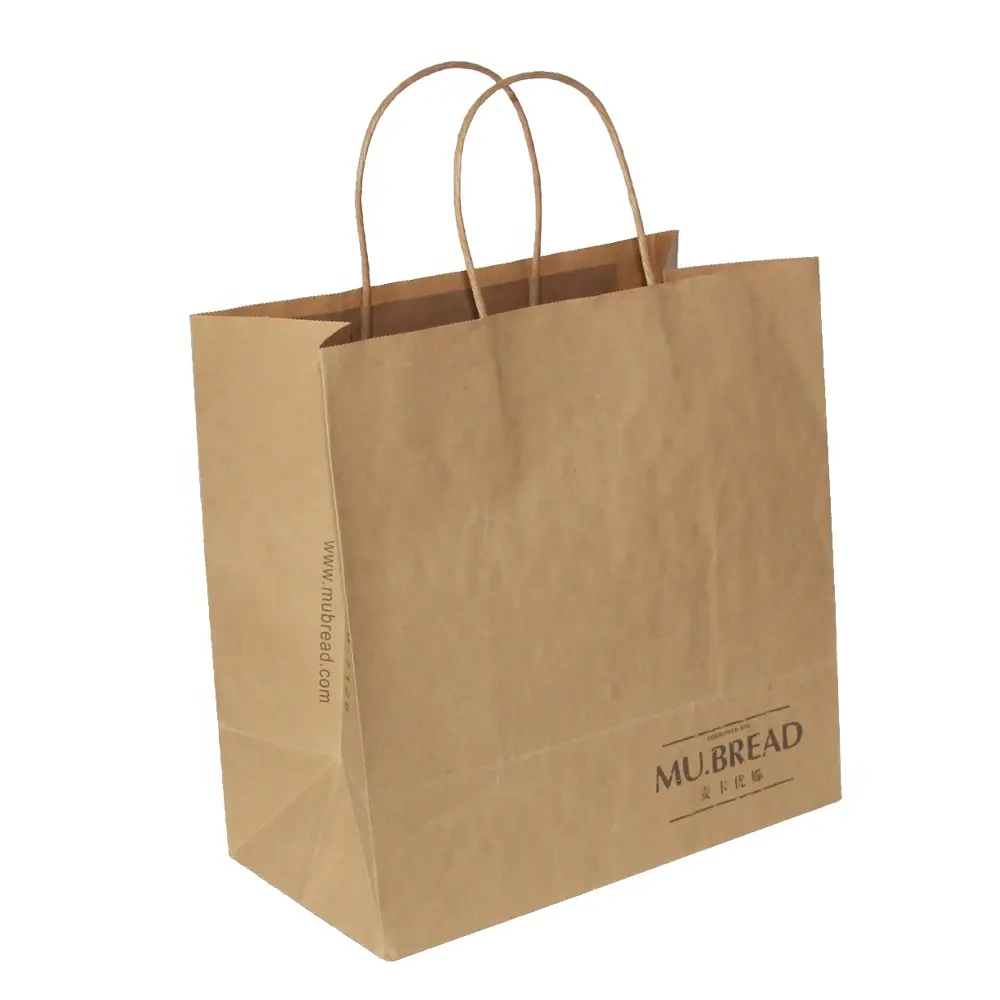 Custom Logo Brown Kraft Paper Bags for Food Takeaway Recycled Materials