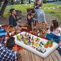 Bar à glace gonflable 53"x25" avec plateau de service, refroidisseur de boissons pour piscine et buffet, bac à glace, conteneurs pour aliments et boissons, été