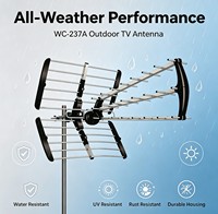 Antena HDTV Luar Ruangan Jangkauan Jauh WC-237A 4K Aluminium UHF VHF Digital TV Gain Tinggi 15dbi 1050mm Penguat Sinyal Rumah