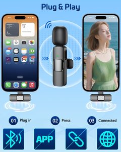Micrófono de Solapa Inalámbrico K9 Rosa, con Clip Metálico para iPhone y Android, Cancelación de Ruido para Transmisiones en Vivo de TikTok - Product Image 3
