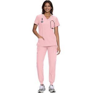 Ensemble de blouses et pantalons cargo pour femmes Floralhue, col en V, 12 poches, uniformes d'hôpital - Product Image 6