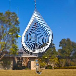 Wind Spinner 3D Wind Sculpture Water Droplets Wind Spinners Hanging Garden Decoration Bird Devices Deterrent to Scare Birds Away - Product Image 2
