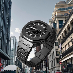 Montre de luxe la plus vendue en acier inoxydable avec fermoir caché, cadran acrylique, boîtier rond, résistance à l'eau 10m, style AK <span class=keywords><strong>GM</strong></span>-<span class=keywords><strong>2100</strong></span> <span class=keywords><strong>GA</strong></span>-<span class=keywords><strong>2100</strong></span> - Product Image 1
