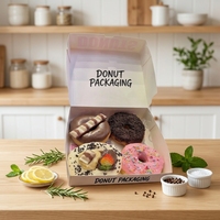 Boîtes d'emballage pour beignets avec logo personnalisé, recyclables, impression offset dorée, estampage, pour l'emballage alimentaire de boulangerie