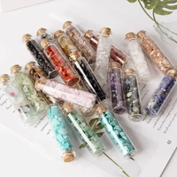 Bouteille en verre avec diverses pierres précieuses colorées concassées, gravier de quartz cristallin naturel pour la guérison, mini bouteille à vœux, cadeaux