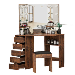 Cross-border retro style <b>dressing</b> <b>table</b> <b>with</b> lights, high-value corner <b>storage</b> and <b>dressing</b> <b>table</b> for home and bedroom. - Product Image 5