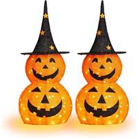 Lanterne citrouille LED pliable d'Halloween avec chapeau de sorcière pour décoration extérieure de jardin, cour et ambiance de fête