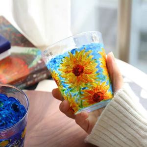 La linea di tazza da tè <span class=keywords><strong>in</strong></span> stile notte stellata di Van Gogh di lusso dipinta a mano su <span class=keywords><strong>vetro</strong></span> ecologico viene fornita con una scatola regalo colorata - Product Image 2