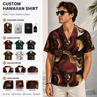 Camisa Hawaiana Personalizada con Estampado Completo, Manga Corta, con Botones, Informal, para Verano, Playa, Vacaciones, OEM, ODM, Logotipo Personalizado, Venta al por Mayor, Premium, para Hombre