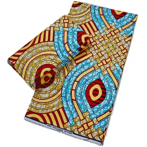 Kuotian-Tissu imprimé à la cire véritable, 100% coton, 6 mètres, tissus africains, nouveau style