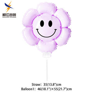 CYmylar虹色イルカヘリウムバルーンカップスティック虹色デイジーフラワークリップホルダー赤ちゃんシャワーパーティー用 - Product Image 5