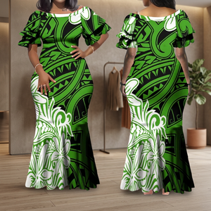 Vestido Ecológico de Cintura Natural Personalizado Estilo Polinesio Micronesio para Mujer, Diseño ODM, Transpirable, Silueta de Sirena - Product Image 2