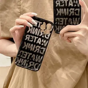 Modern Style fashion phone case for iphone13 14 15 Wave edge hollowed out letter soft Phone case