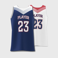 Maillot de basket-ball sans manches réversible, respirant, anti-humidité, séchage rapide, personnalisable par sublimation, 180 GSM, 100 % polyester