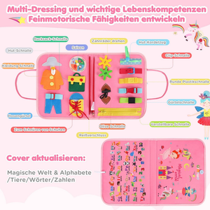 10 pages portable montessori jouet feutre tissu polyester occupé activité conseil pour enfant en bas âge moteur cognitif compétence voyage voiture avion - Product Image 2