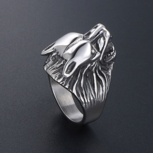 Wolf Head <b>Titanium</b> Steel <b>Ring</b> Unisex Retro Animal Design SA385 - Product Image 3