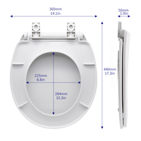 Siège de toilette moderne en PP, forme O/V, fin, avec fixation rapide et abaissement progressif, facile à utiliser, pour WC rond américain
