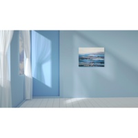 Peinture à l'huile abstraite moderne de paysage marin, toile non encadrée, art mural bleu texturé pour salon, hôtel, décoration intérieure