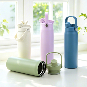 Custom Logo Double Wall Insulated Water Bottle 24oz Stainless Steel Vacuum <b>Flask</b> with Innovative 2-in-1 Straw & Sport Lid - Product Image 1