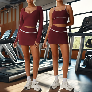 ชุดโยคะและวิ่งเอวสูงสำหรับผู้หญิง – กระโปรงทรงเข้ารูป แห้งเร็ว ระบายอากาศได้ดี สีนู้ด มีไซส์พลัสไซส์ - Product Image 2