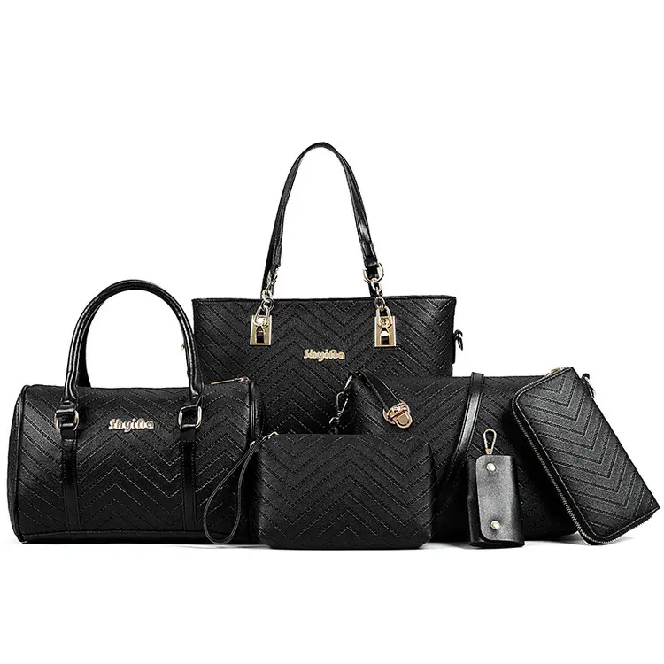 New ladies shoulder bag women 6 piece beauty large handbag sets leather tote handbags luxury ladies fashion hand bags purses