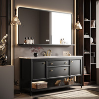 Meuble-lavabo de salle de bain sur pied de style européen haut de gamme avec lavabo, production personnalisable disponible.