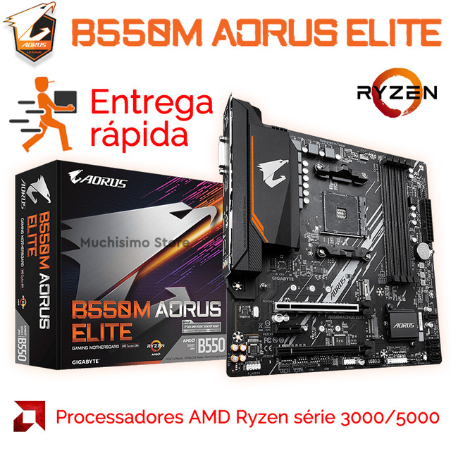 New GIGABYTE B550M AORUS Elite AM4 Micro-ATX AMD Desktop Motherboard Integrated Graphics 128GB DDR4 Double Channel PCIe SATA