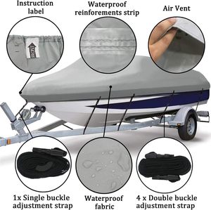 20-22ft Heavy Duty <span class=keywords><strong>Bateau</strong></span> Couvre <span class=keywords><strong>Toile</strong></span> De Qualité Marine 600D Oxford Couverture De <span class=keywords><strong>Bateau</strong></span> Étanche - Product Image 2