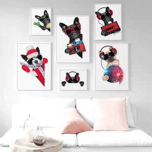 <strong>Personalized</strong> Cartoon Animal Wall Art Deco <strong>Dog</strong> Music Poster Print Canvas for Kids Room Living Room Pet Store Home Decoration - Product Image 2
