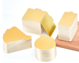 100 Stück Mini-Kuchenunterlagen <span class=keywords><strong>Gold</strong></span> Kreisförmige Papier-Cupcake-Dessert-Präsentationsplatten Mousse-Kuchenplatten für Partys Buffet - Product Image 3