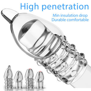 Pene Extender manica riutilizzabile preservativi in Silicone glande copertura Spike cazzo di ingrandimento del cazzo anello erezione giocattoli erotici del sesso per gli uomini - Product Image 2