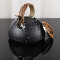 Bouilloire sifflante automatique en acier inoxydable avec couvercle en verre, design minimaliste pour cuisinières à gaz et à induction, vente en gros transfrontalière et exportation