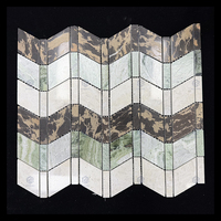 Mosaïque en marbre Chevron Wave en pierre naturelle, mosaïque murale décorative multicolore pour salle de bain, cuisine, hôtel, villa