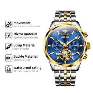 Montre mécanique automatique pour homme OUPINKE, marque haut de gamme, calendrier perpétuel, saphir, étanche, 3296 - Product Image 6