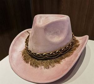 Nuevo Sombrero Vaquero de Moda 2026, de Ala Ancha, Unisex, para las Cuatro Estaciones, de Gamuza, con Borlas - Product Image 5