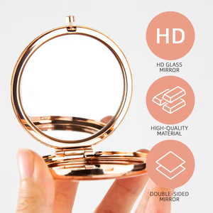 <span class=keywords><strong>Specchio</strong></span> Tascabile di Lusso Elegante e Portatile, Compatto da Viaggio, Bifacciale con Cornice in Metallo Lucido, <span class=keywords><strong>Specchio</strong></span> Ingranditore per <span class=keywords><strong>Trucco</strong></span> da Donna - Product Image 2