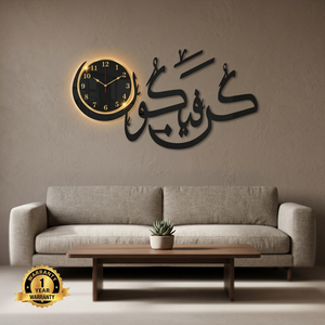 <b>Modern</b> Metal <b>Wall</b> <b>Clock</b> With Arabic Calligraphy Design Silent Quartz Analog For Living Room Decor - Product Image 3