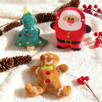 Ensemble de jouets de Noël en peluche couineurs pour chiens et chats, thèmes Père Noël, Sapin, Bonhomme de neige, Pain d'épices, pour chiots et chatons, à mâcher, 4 modèles, 60g