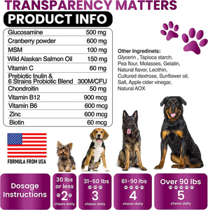 Suplemento Masticable Multivitamínico 11 en 1 para Perros, con Glucosamina, Vitaminas para Perros, Condroitina, Apoyo para Cadera y Articulaciones - Product Image 4