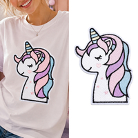 Patchs brodés de paillettes licorne colorée, appliques mignonnes de cheval pour vêtements, sacs, vestes, accessoires de confection DIY