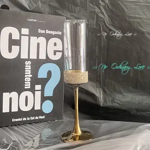 150ml oro elettrolitica con stelo diamantato con cornice quadrata di cristallo calici da Champagne calici flauti da sposa