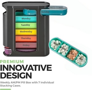 One Week 28 Cases Pill <b>Storage</b> <b>Rainbow</b> Color Pill Holder <b>Drawer</b> Shaped Plastic Pill Box - Product Image 3