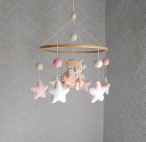 Nouveauté Lit bébé Filles Jouets sensoriels Musical Hibou en feutre rose Étoile <span class=keywords><strong>Oiseau</strong></span> Jouet de crèche <span class=keywords><strong>Mobile</strong></span> en <span class=keywords><strong>bois</strong></span> Forêt - Product Image 2